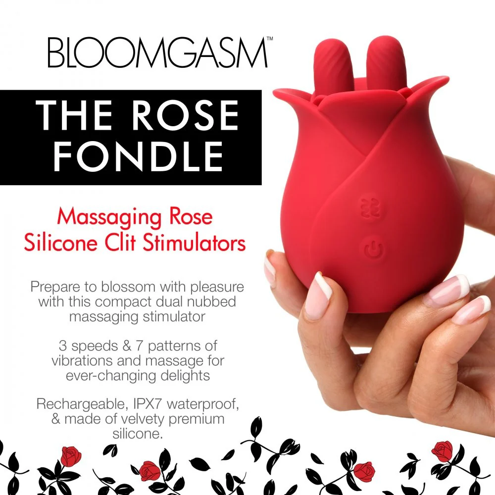 10X Fondle Massaging Rose Silicone Clit Stimulators - Image 3