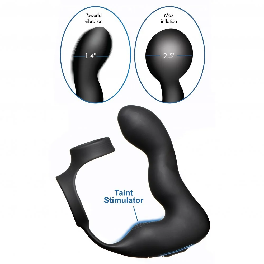 10X Inflatable and Vibrating Prostate Plug with Cock and Ball Ring - Image 2