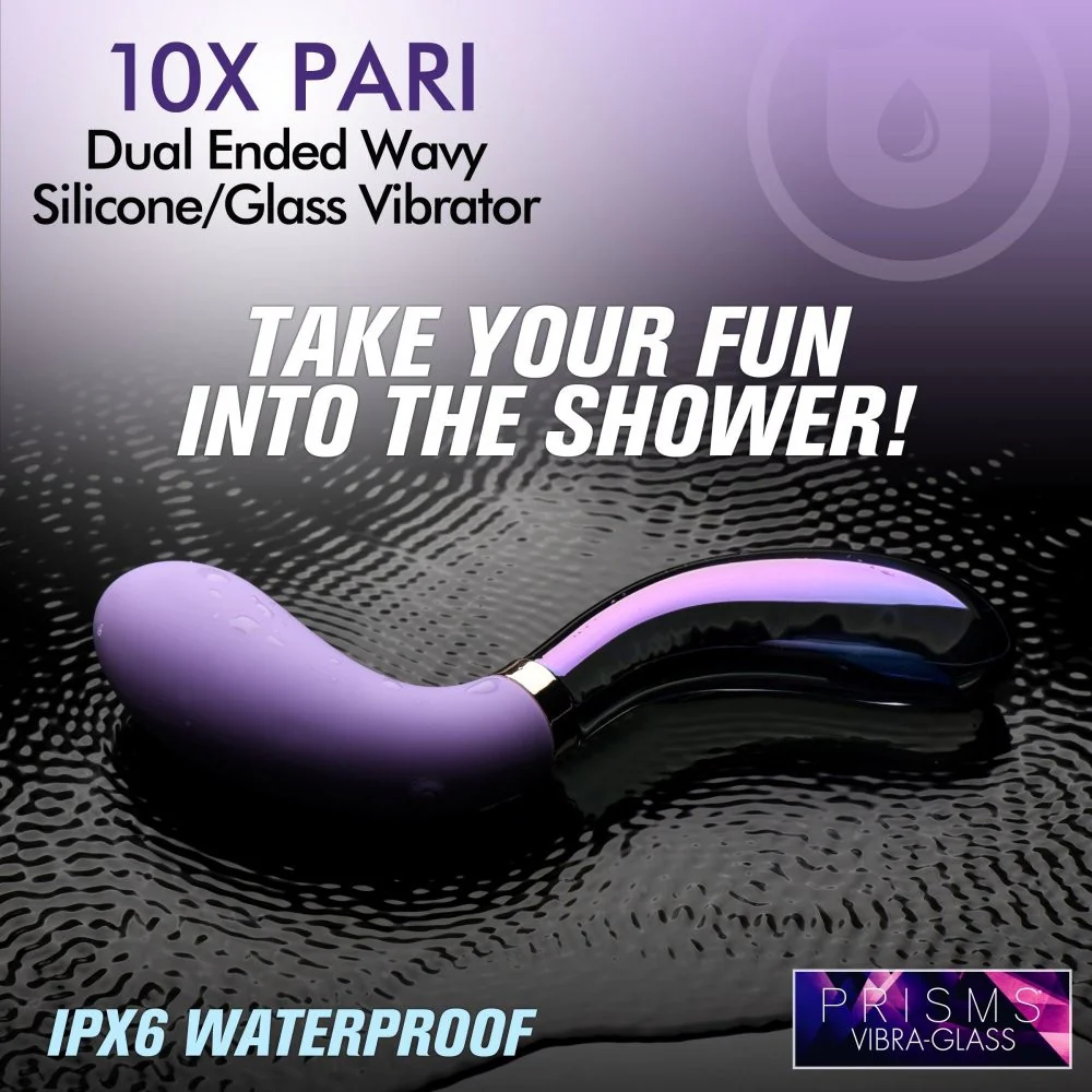 10X Pari Dual Ended Wavy Silicone and Glass Vibrator - Image 5