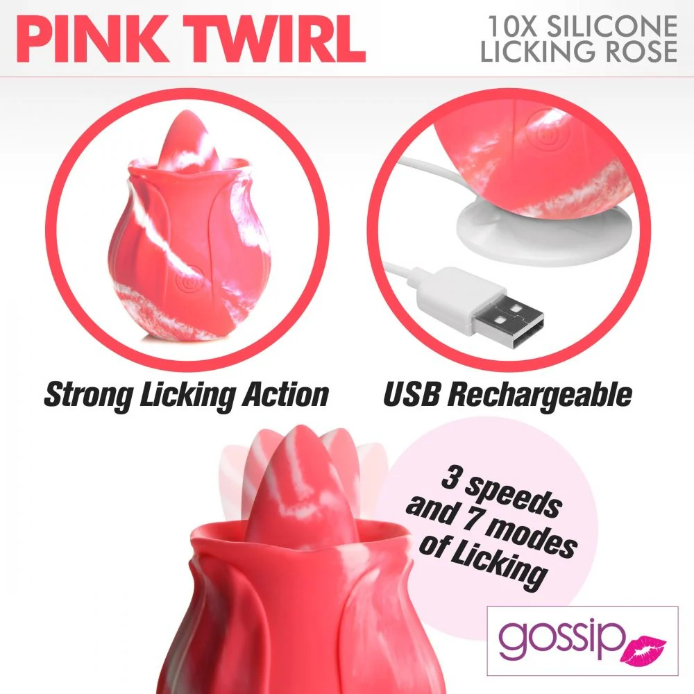10X Pink Twirl Silicone Licking Rose - Image 2