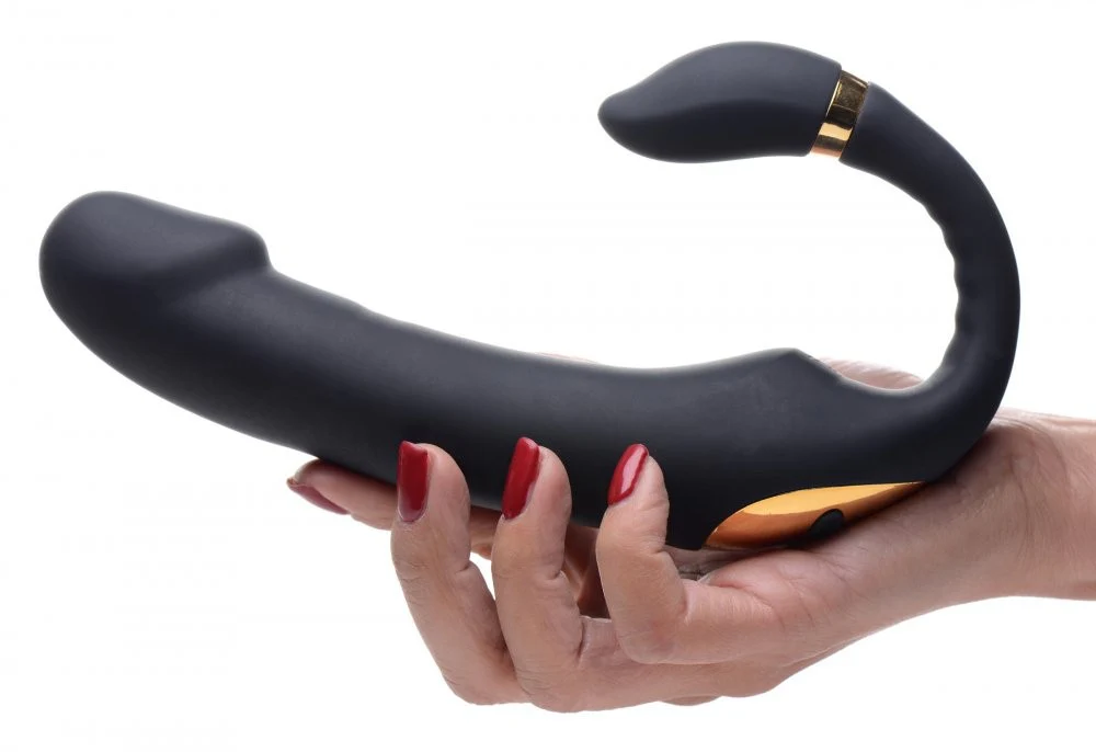 10X Pleasure Pose Come Hither Silicone Vibrator with Poseable Clit Stimulator - Image 2