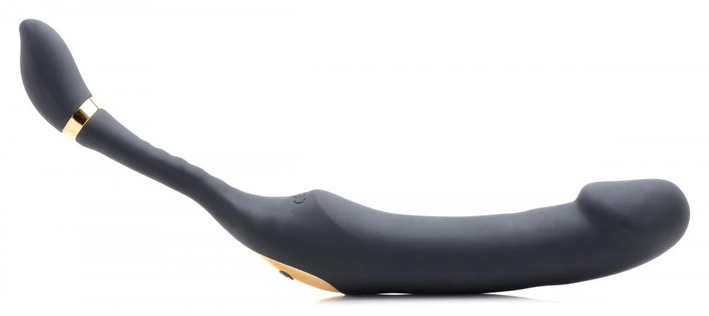 10X Pleasure Pose Come Hither Silicone Vibrator with Poseable Clit Stimulator - Image 8