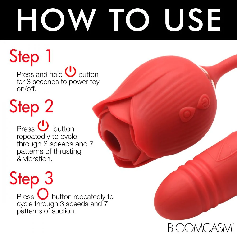 10X Romping Rose Suction and Thrusting Vibrator - Image 3