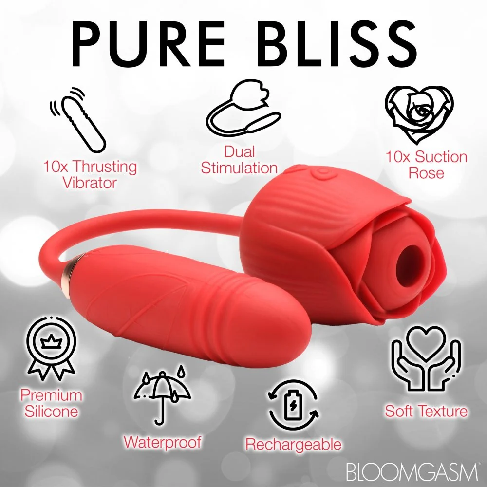 10X Romping Rose Suction and Thrusting Vibrator - Image 6
