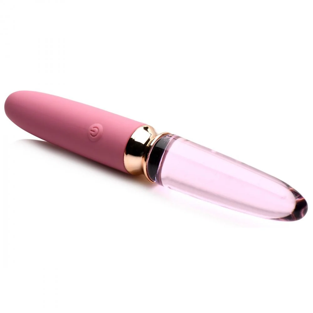 10X Rosé Dual Ended Smooth Silicone and Glass Vibrator - Image 4