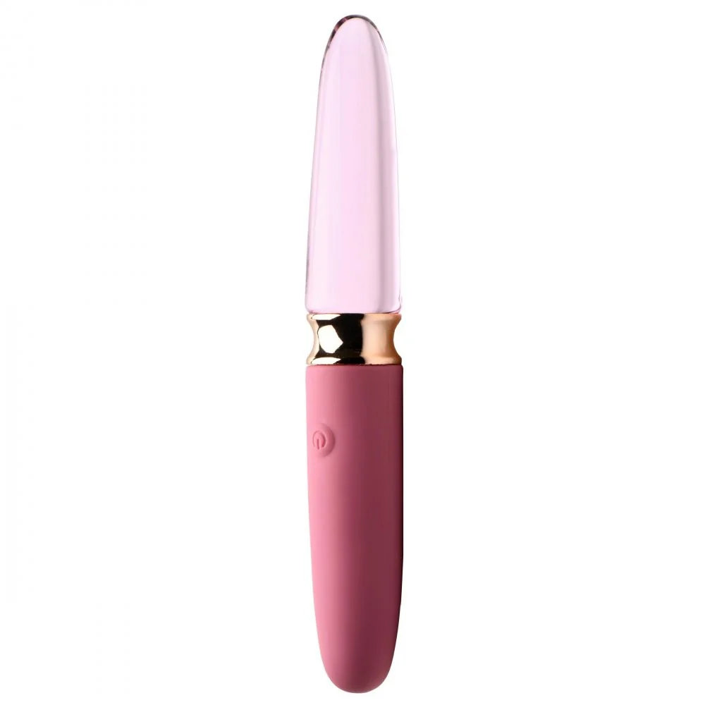 10X Rosé Dual Ended Smooth Silicone and Glass Vibrator - Image 5