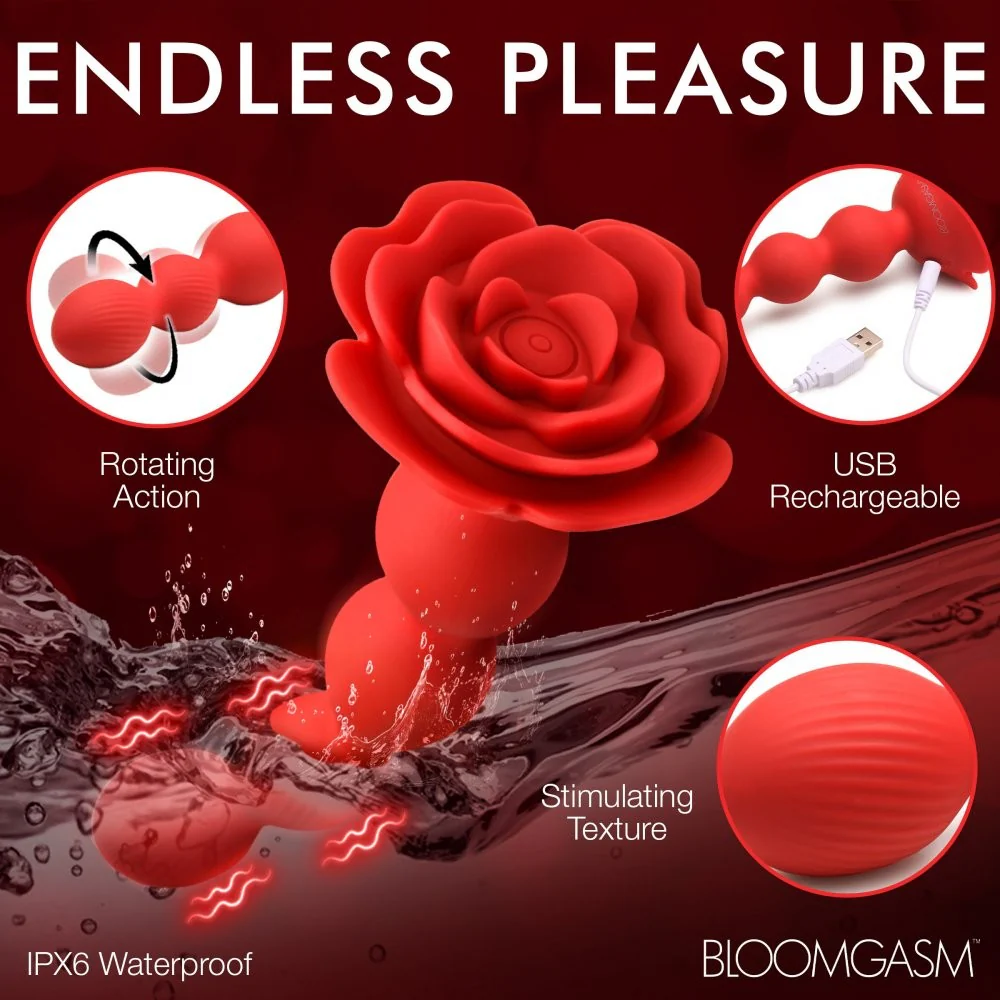 10X Rose Twirl Vibrating and Rotating Silicone Anal Beads - Image 8
