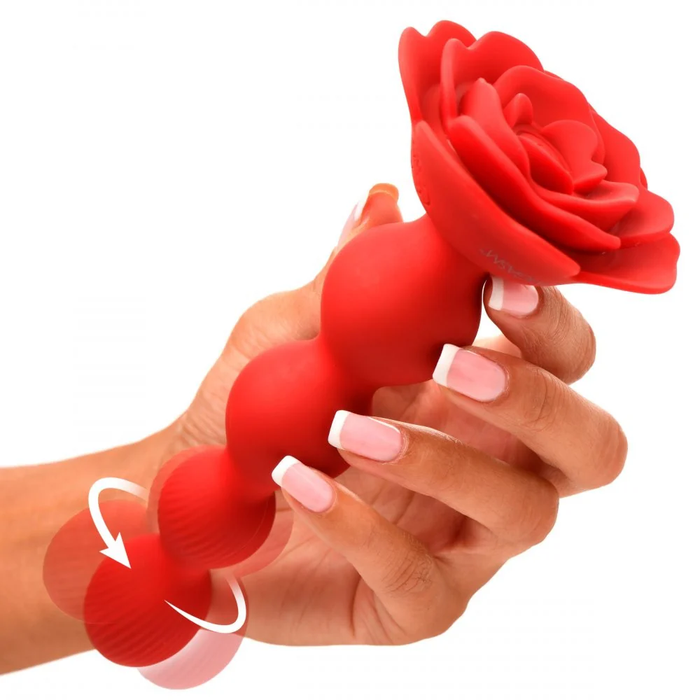 10X Rose Twirl Vibrating and Rotating Silicone Anal Beads - Image 9