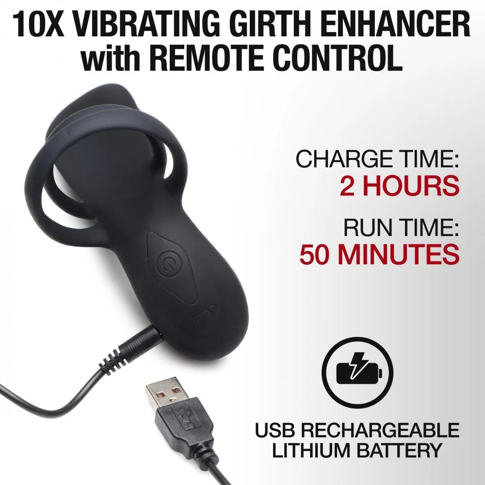 10X Silicone Vibrating Girth Enhancer with Remote Control - Image 6
