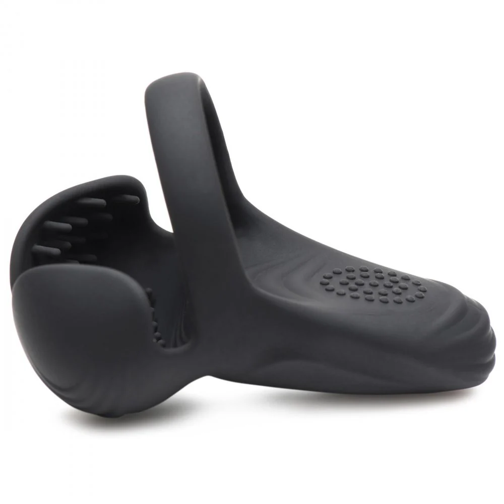 10X Vibrating Silicone Cock Ring with Taint Stim and Remote - Image 5