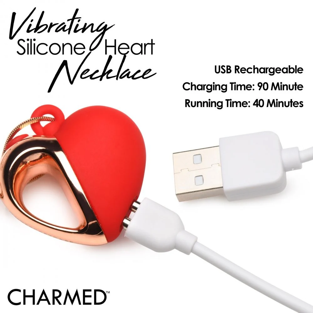 10X Vibrating Silicone Heart Necklace - Image 8