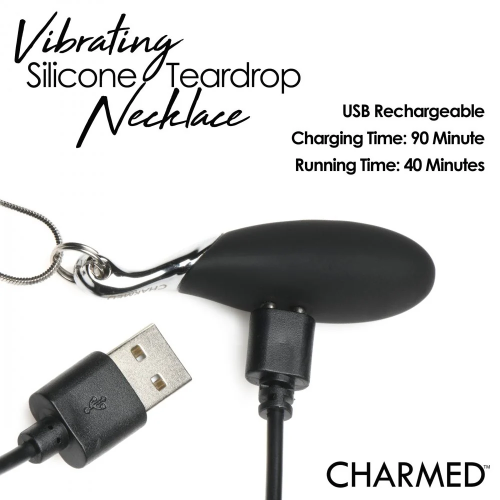 10X Vibrating Silicone Teardrop Necklace - Image 8