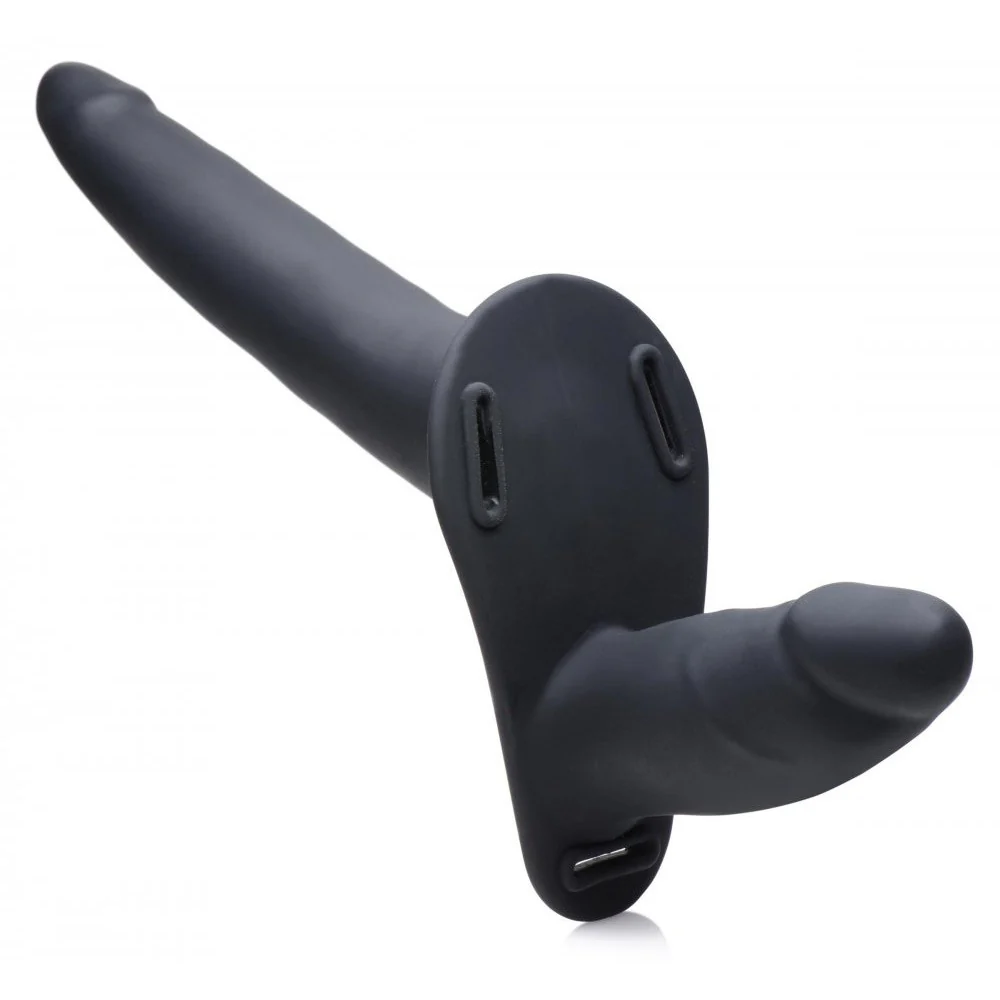 28X Power Pegger Beginner Vibrating Double Dildo with Harness and Remote - Image 5