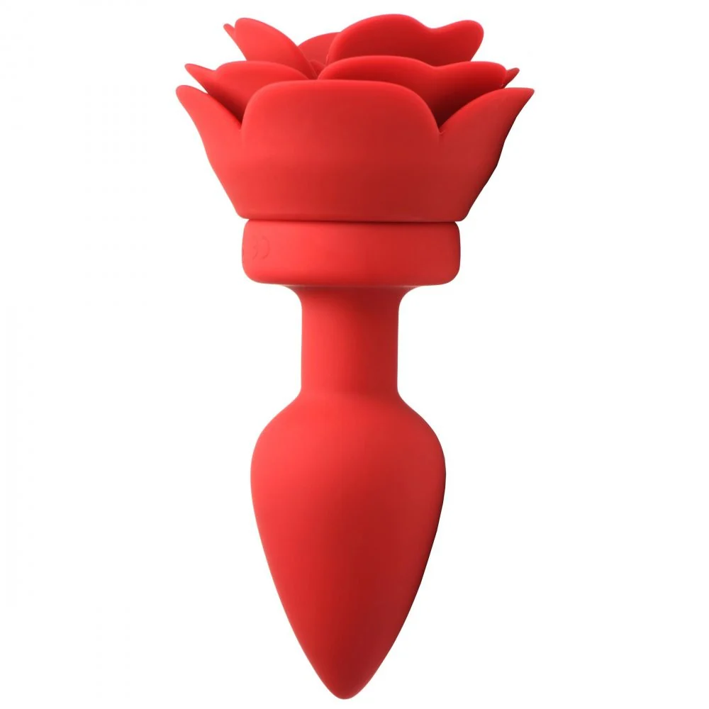28X Silicone Vibrating Rose Anal Plug with Remote - Image 4