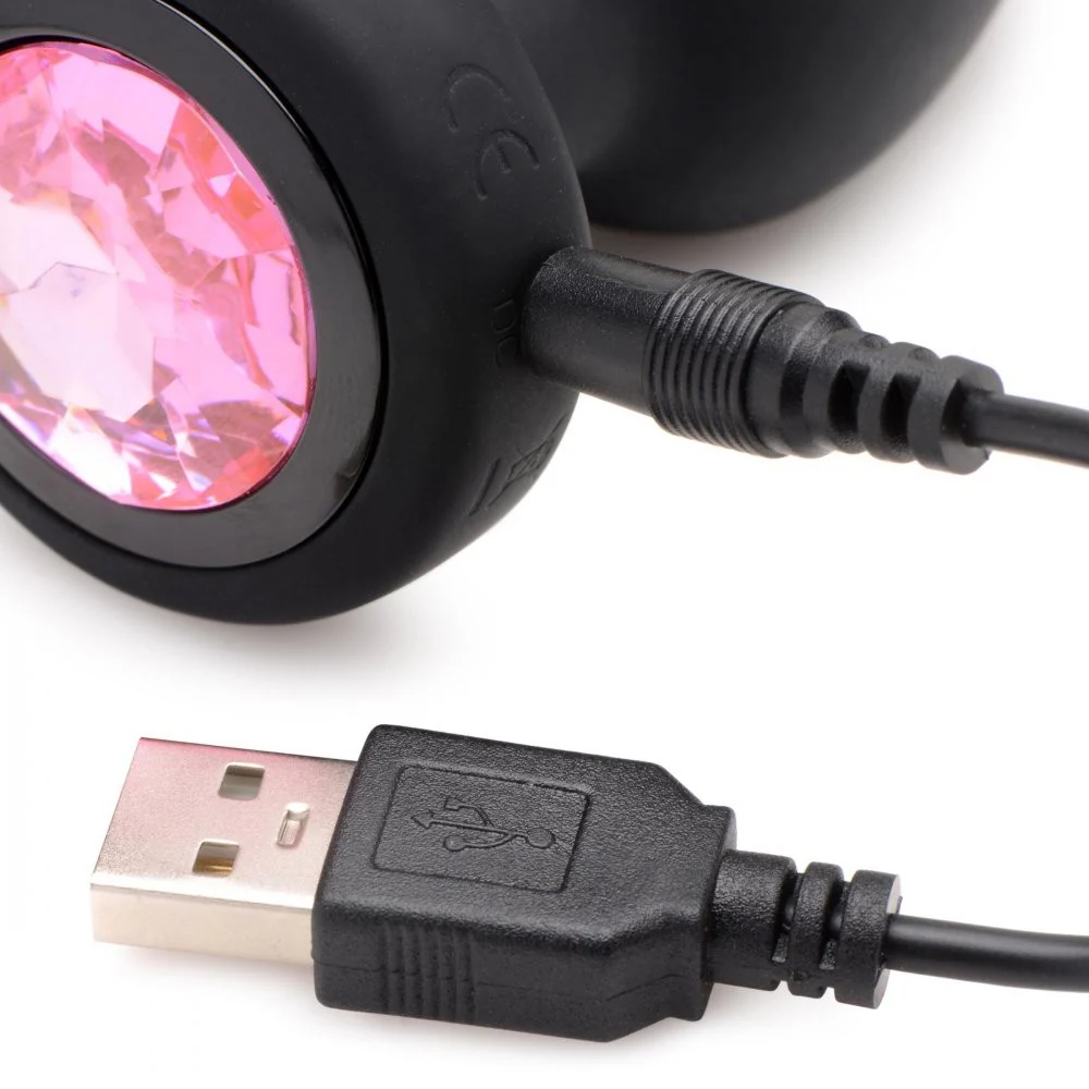 28X Vibrating Silicone Pink Gem Anal Plug - Image 2