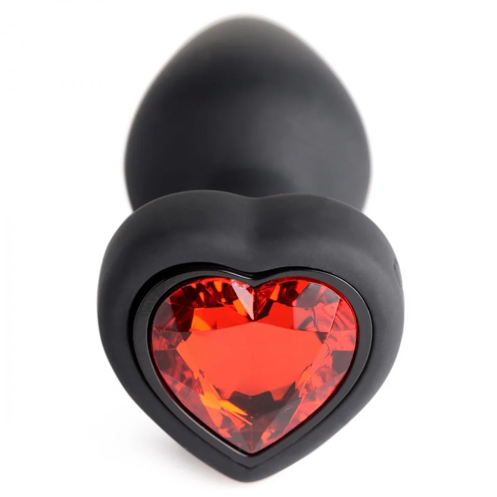 28X Vibrating Silicone Red Heart Anal Plug - Image 3