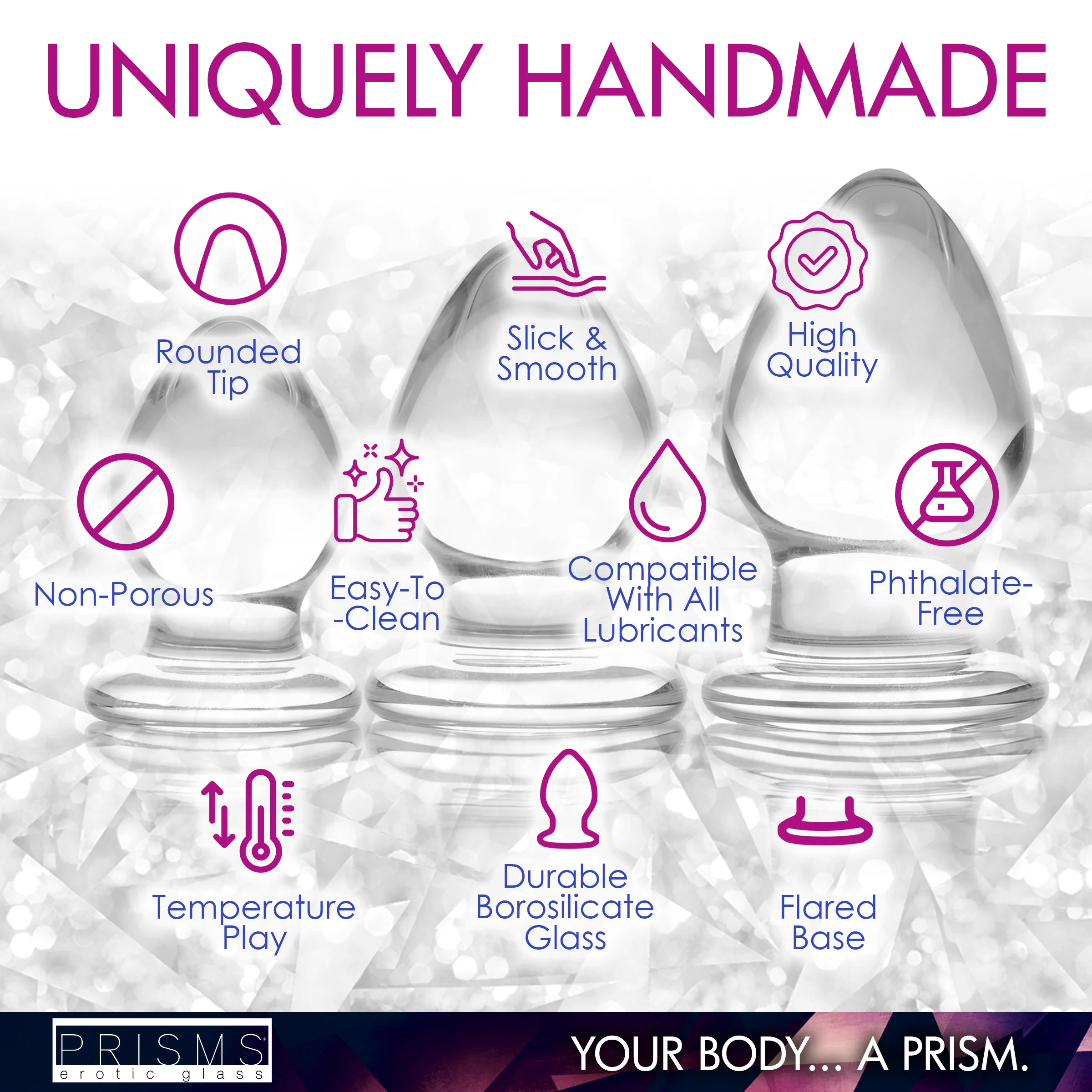 3 Piece Glass Anal Plug Kit - Image 5