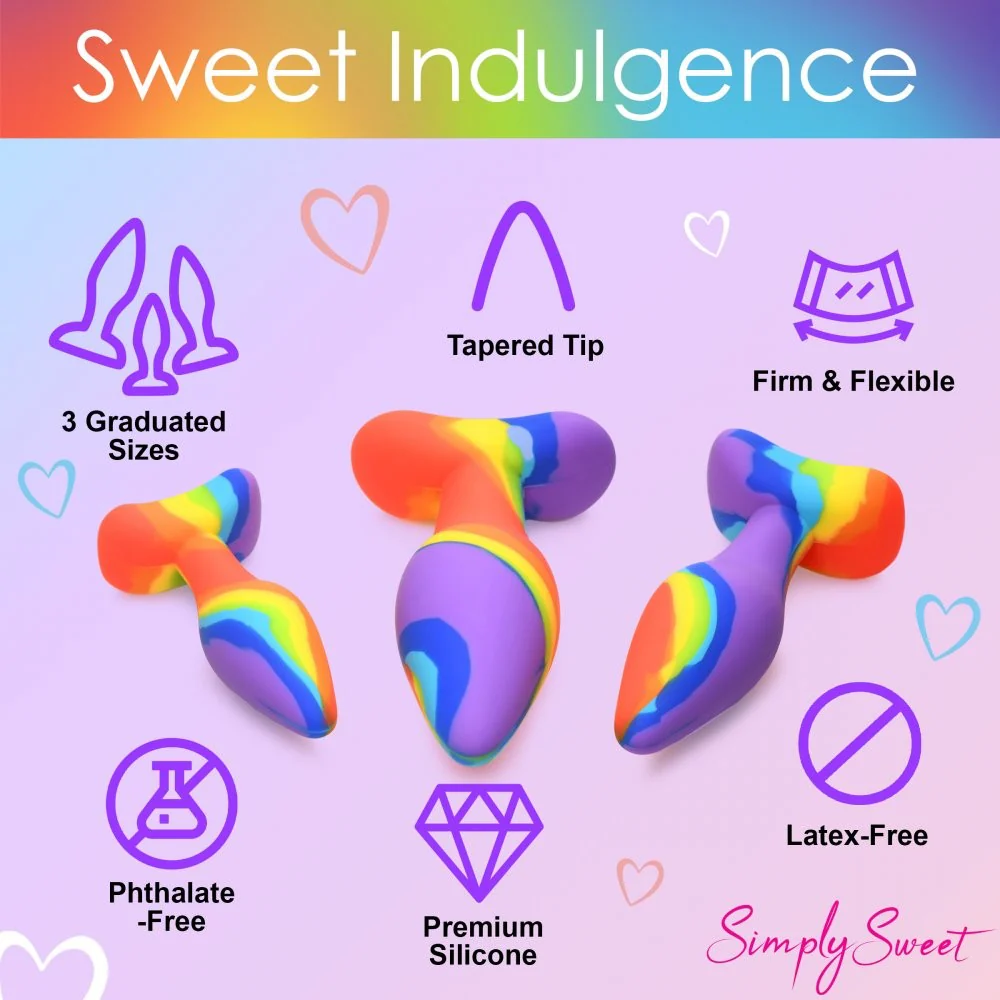 3pc Rainbow Silicone Butt Plug Set - Image 6