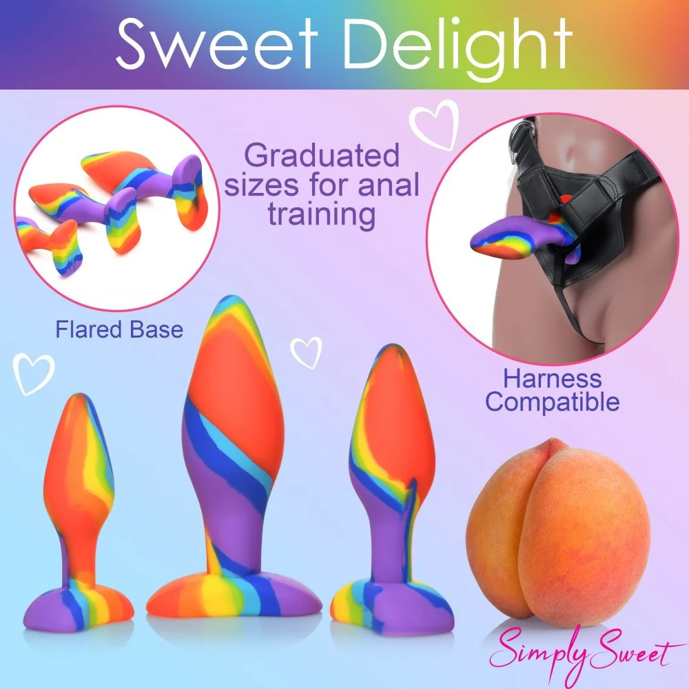 3pc Rainbow Silicone Butt Plug Set - Image 7
