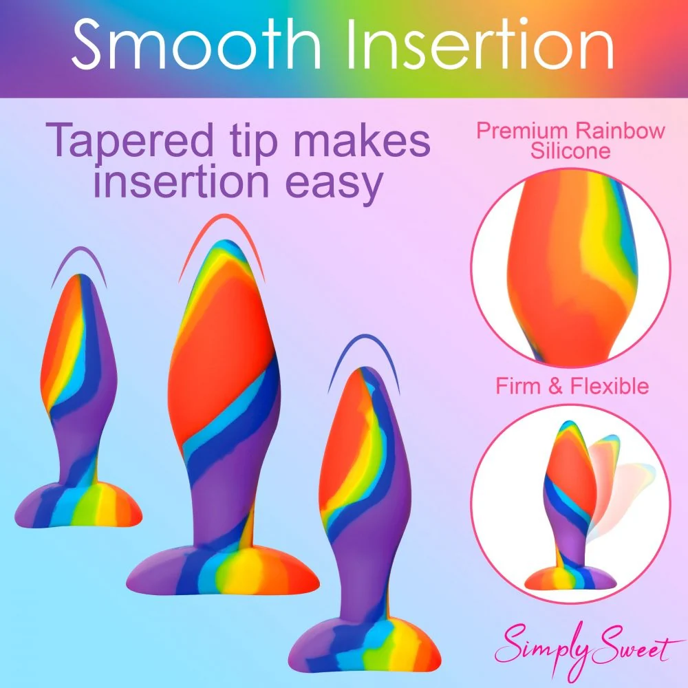 3pc Rainbow Silicone Butt Plug Set - Image 8