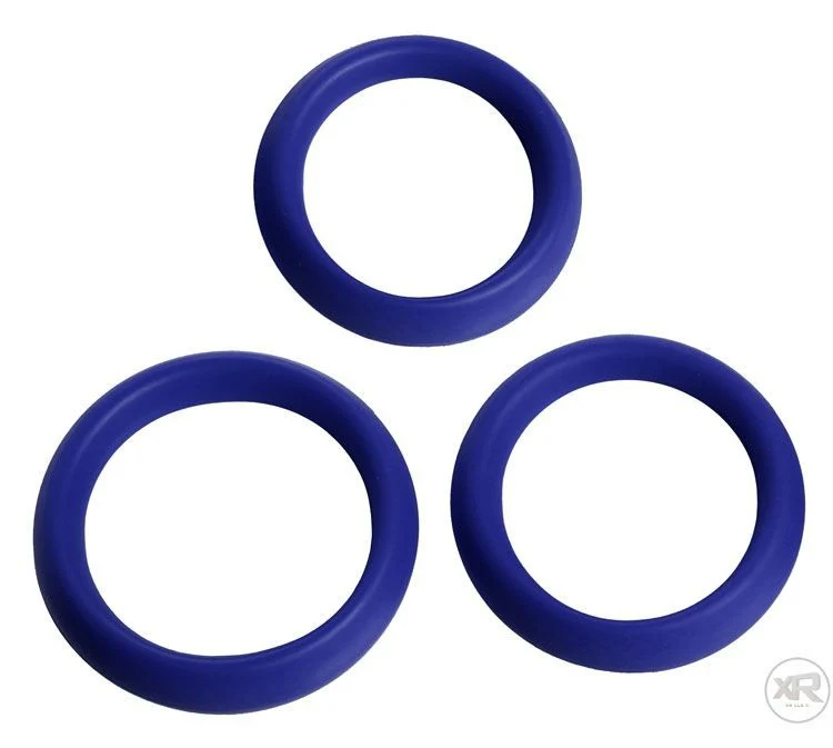 3pc Blue Silicone Cock Rings