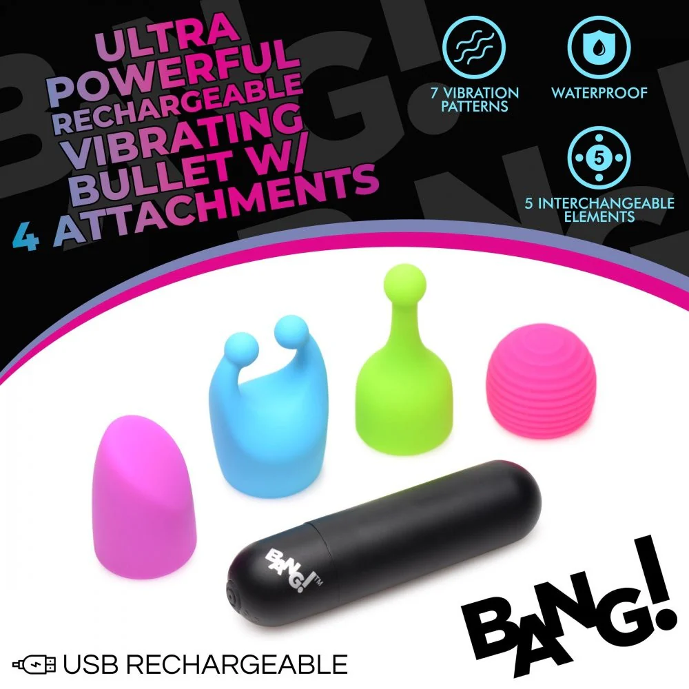7X Rechargeable Bullet with 4 Attachments - Image 3