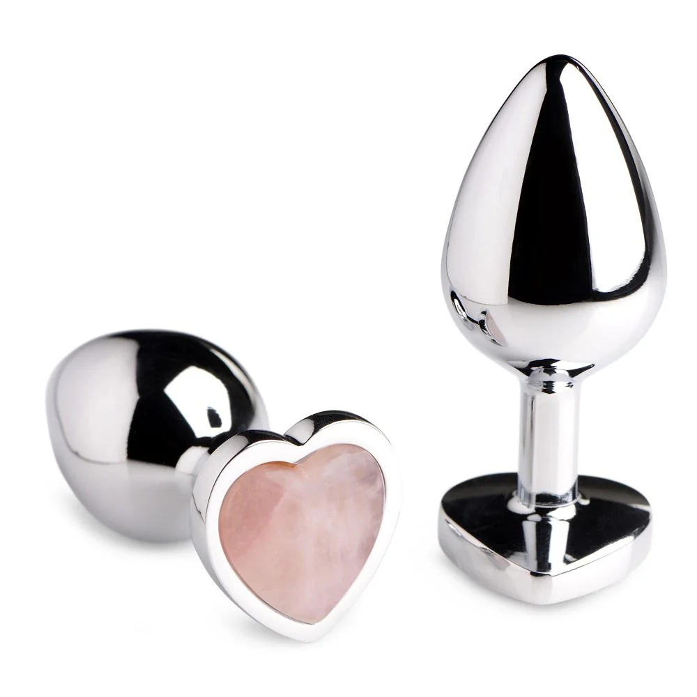 Authentic Rose Quartz Gemstone Heart Anal Plug - Image 2