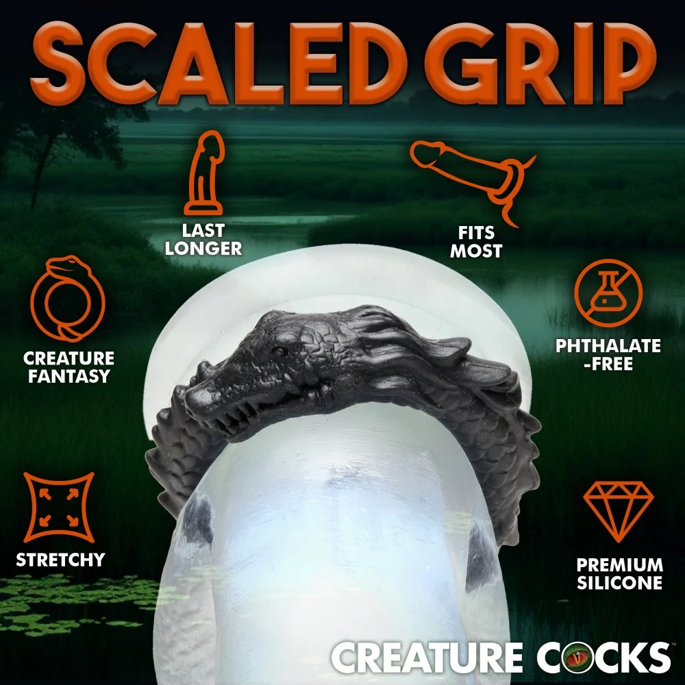 Black Caiman Silicone Cock Ring - Image 4
