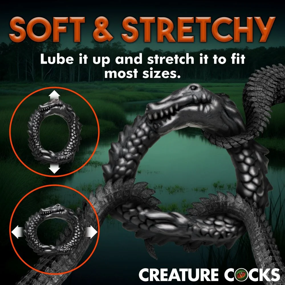 Black Caiman Silicone Cock Ring - Image 7