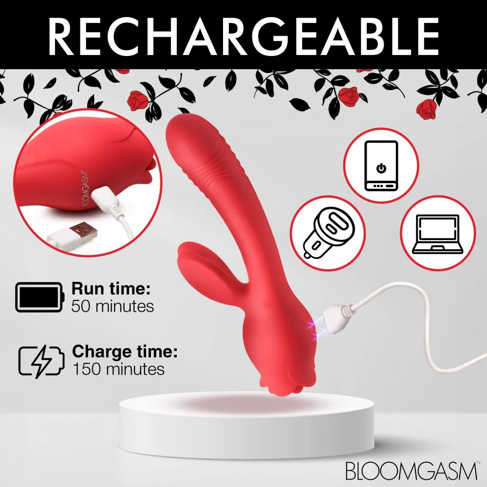 Blooming Bunny Sucking and Thrusting Silicone Rabbit Vibrator - Image 7