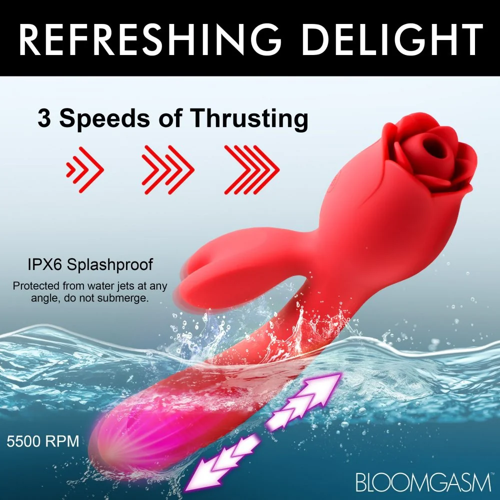 Blooming Bunny Sucking and Thrusting Silicone Rabbit Vibrator - Image 9