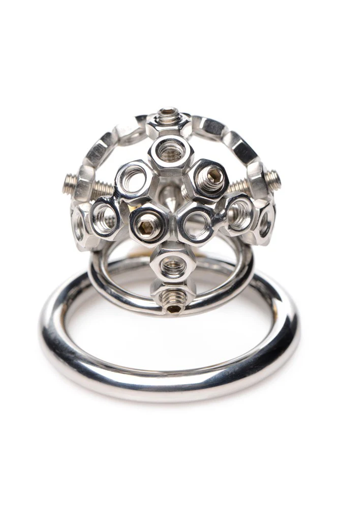 Bolted Chastity Cage with Spikes - Image 5