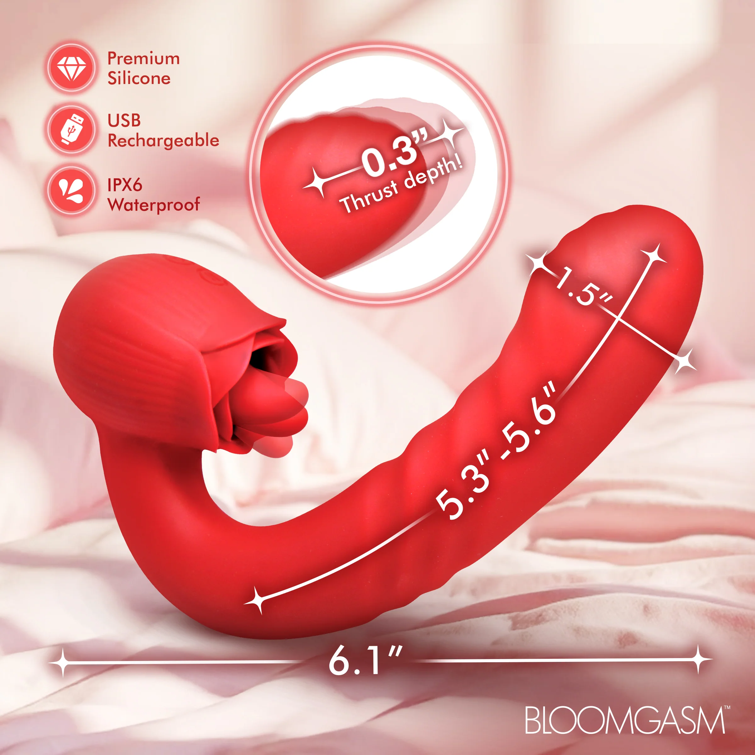 Boom Bloom Thrusting & Licking Rose Vibrator - Image 6