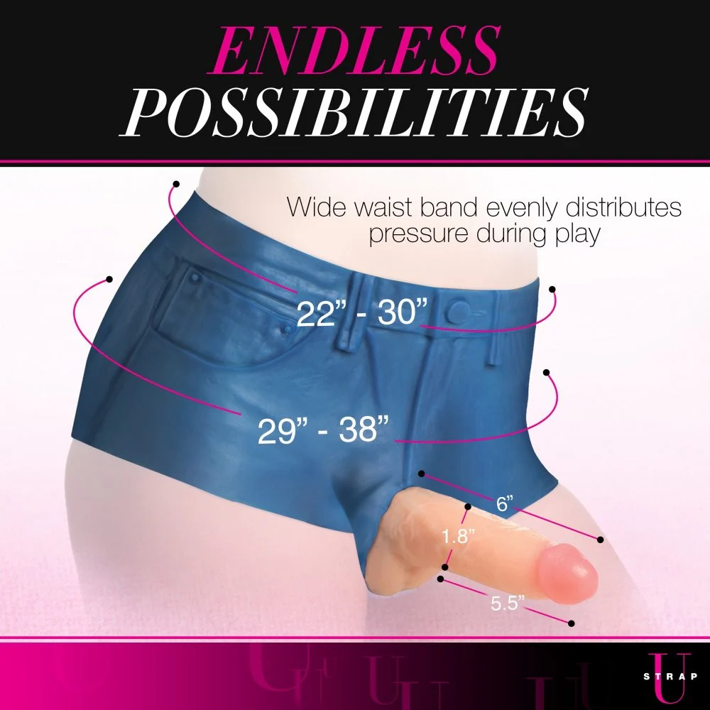 Booty Shorts 6 Inch Dildo Silicone Strap On Harness - Image 4