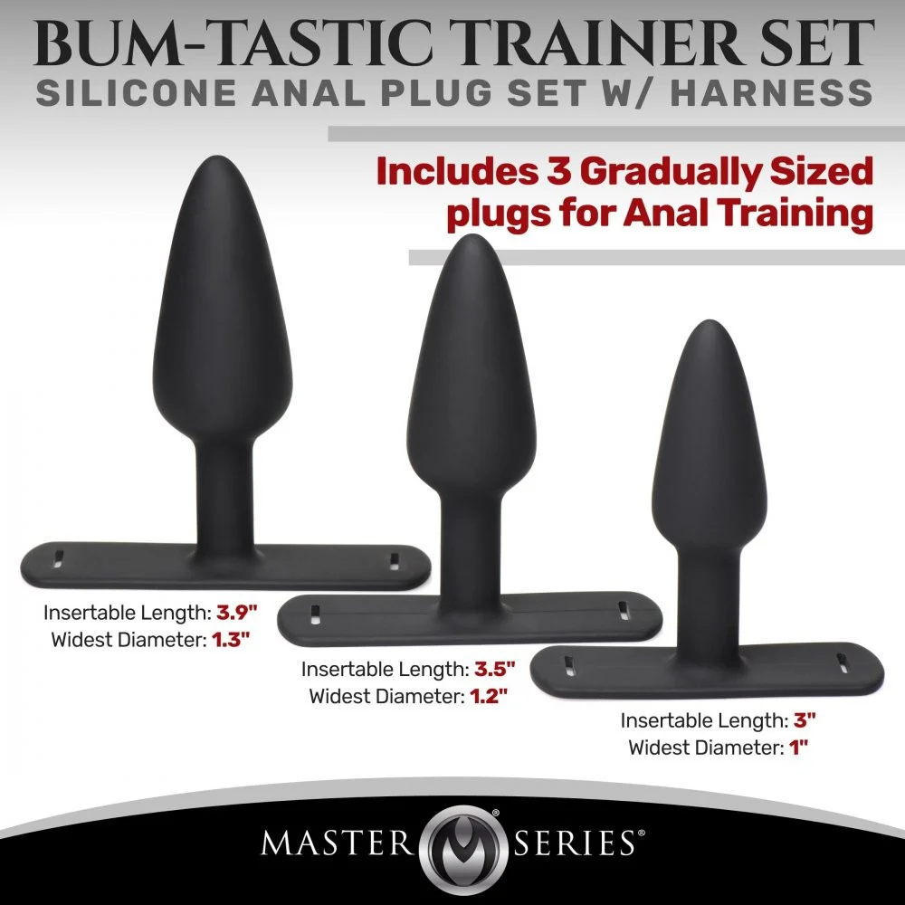 Bum-Tastic Trainer Set Silicone 3 Piece Anal Plug Set with Harness - Image 6