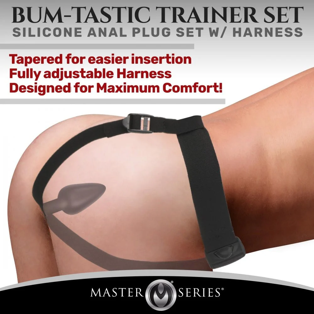 Bum-Tastic Trainer Set Silicone 3 Piece Anal Plug Set with Harness - Image 7