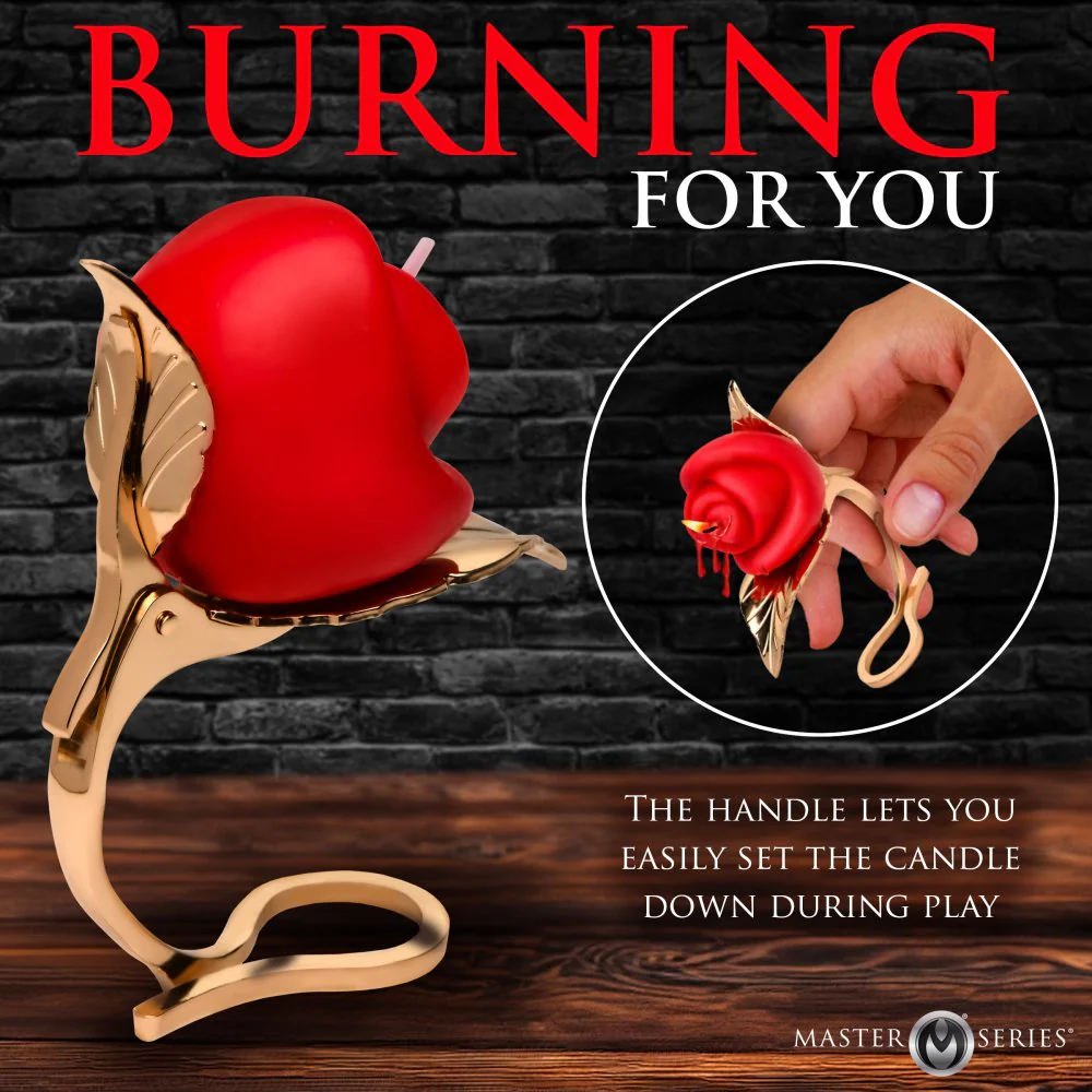 Burning Passion Rose Candle with Holder - Image 2