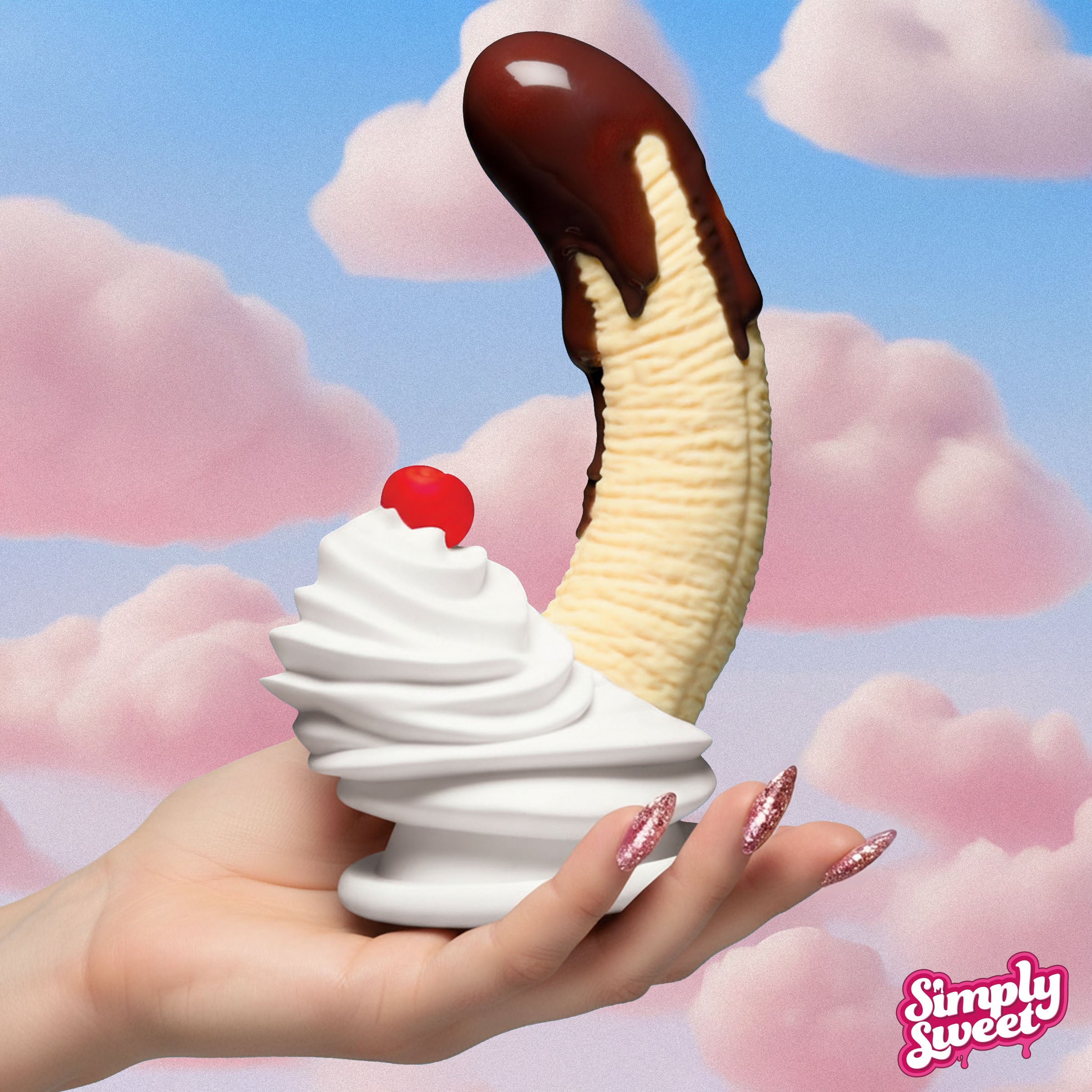 Chocolate Dipped Banana Split Premium Silicone Dildo w/ Suction Base