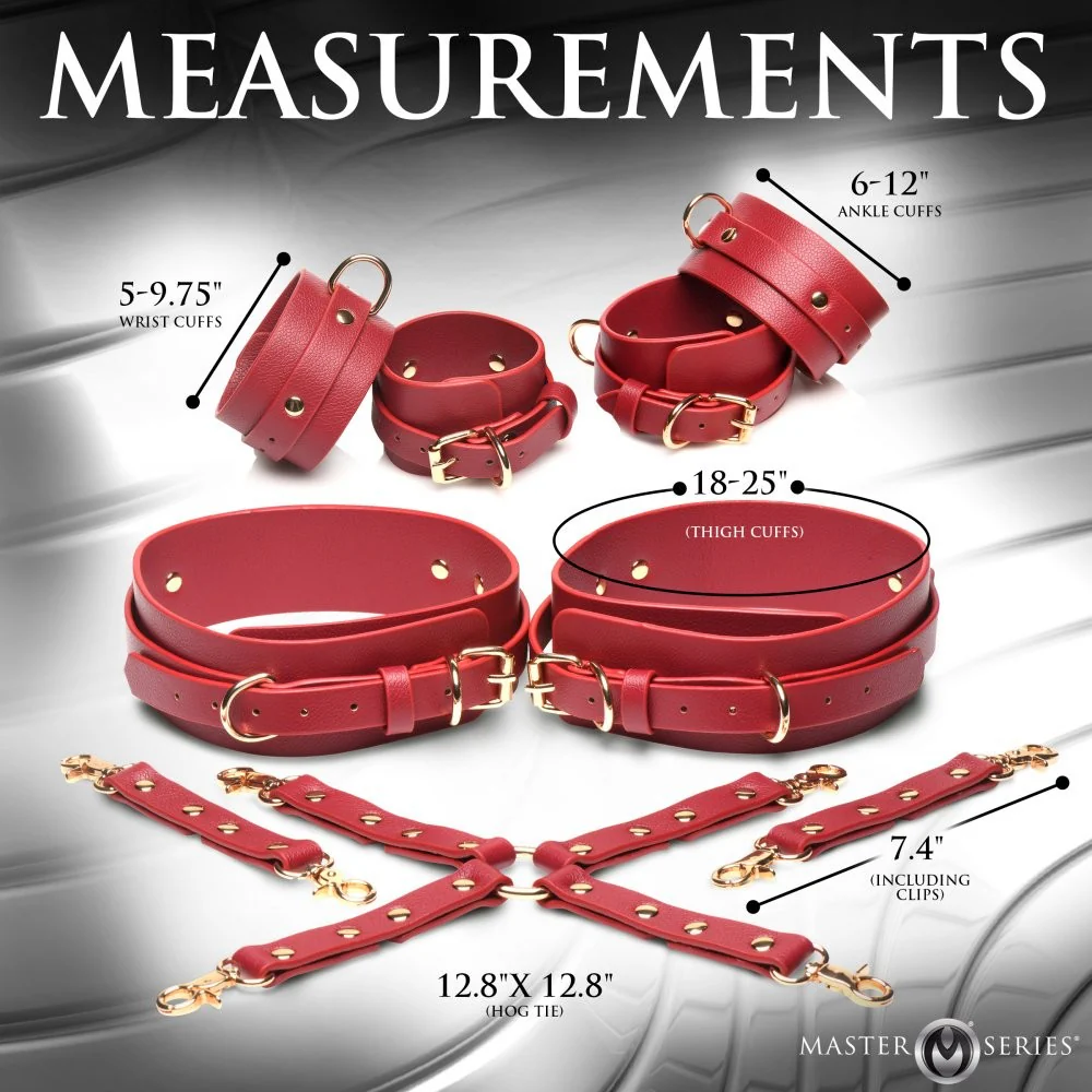 Crimson Captive Thigh, Wrist and Ankle Hog Tie Restraints - Image 6