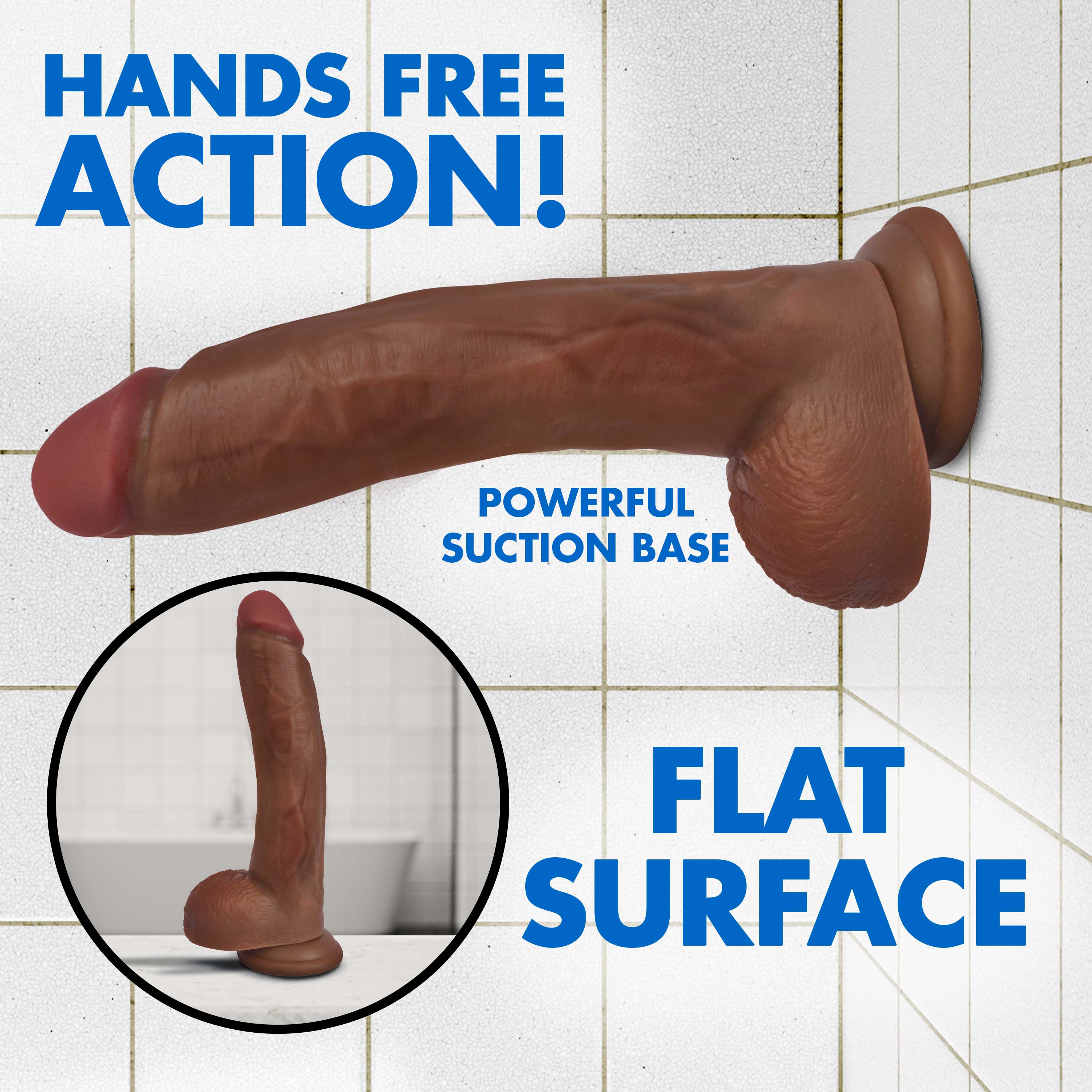 Dark Bareskin Dildo with Balls - Image 4