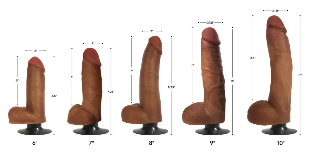 Dark Bareskin Vibrating Dildo with Balls - Image 2