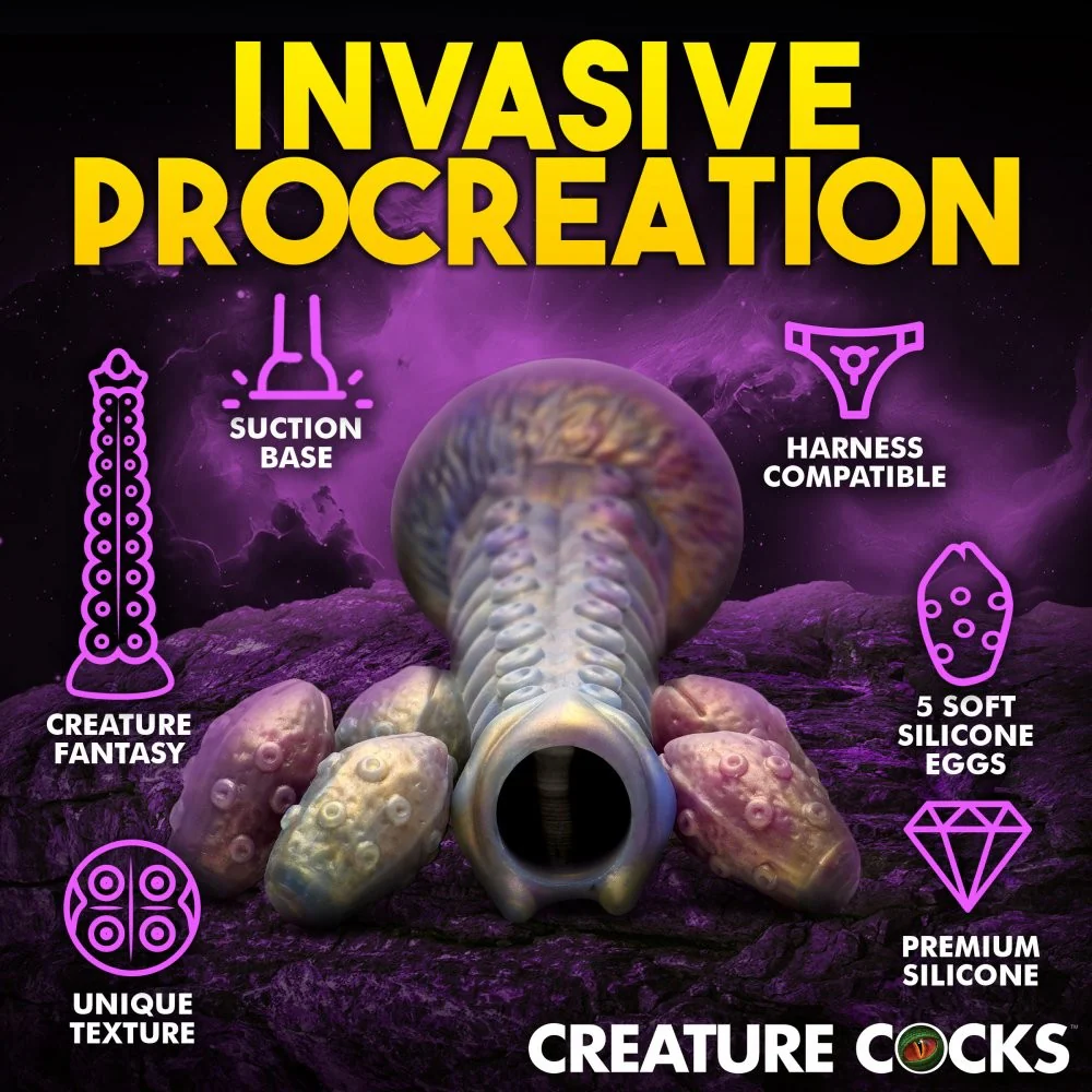 Deep Invader Tentacle Ovipositor Silicone Dildo with Eggs - Image 6