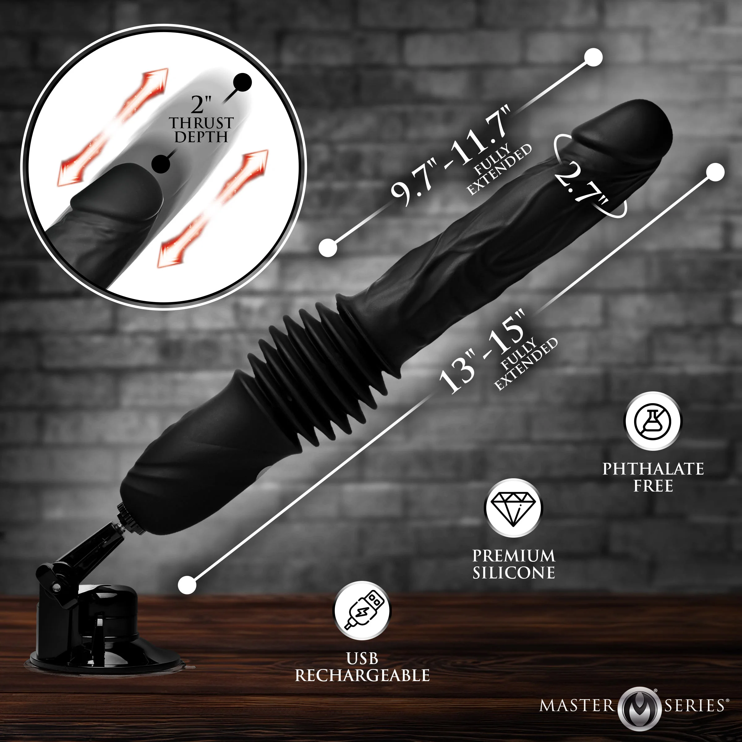 Double Pounder Silicone Vibrating Dildo Thruster - Image 5