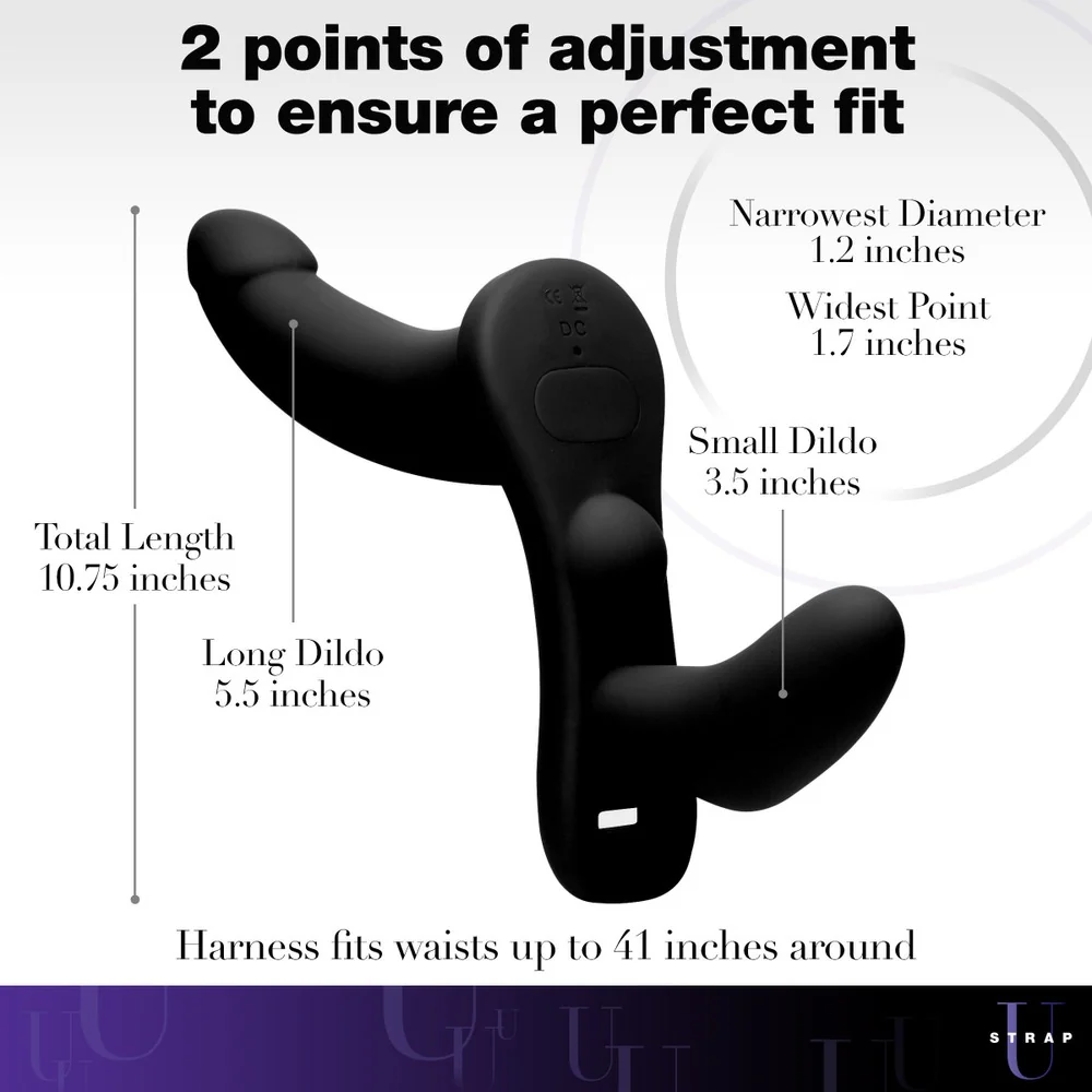 Black Double Take 10X Double Penetration Vibrating Strap-on & Harness - Image 4