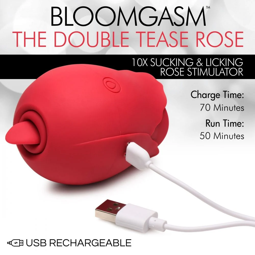 Double Tease Rose 10X Sucking and Licking Silicone Stimulator - Image 6
