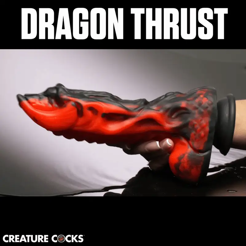 Dragon Thrust Thrusting & Vibrating Silicone Dildo - Image 2