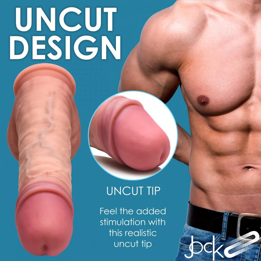Dual Density Uncut Silicone Dildo with Balls - Image 3