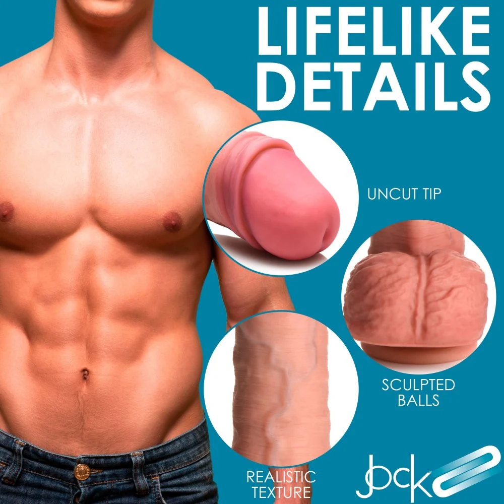 Dual Density Uncut Silicone Dildo with Balls - Image 4