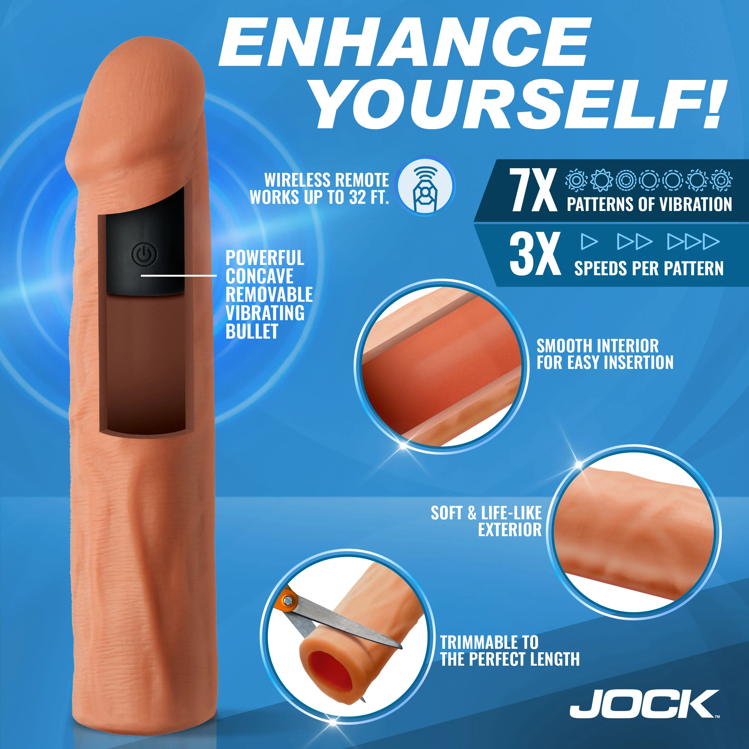 Enhancers Vibrating 1.5" Realistic Penis Extension - Image 3
