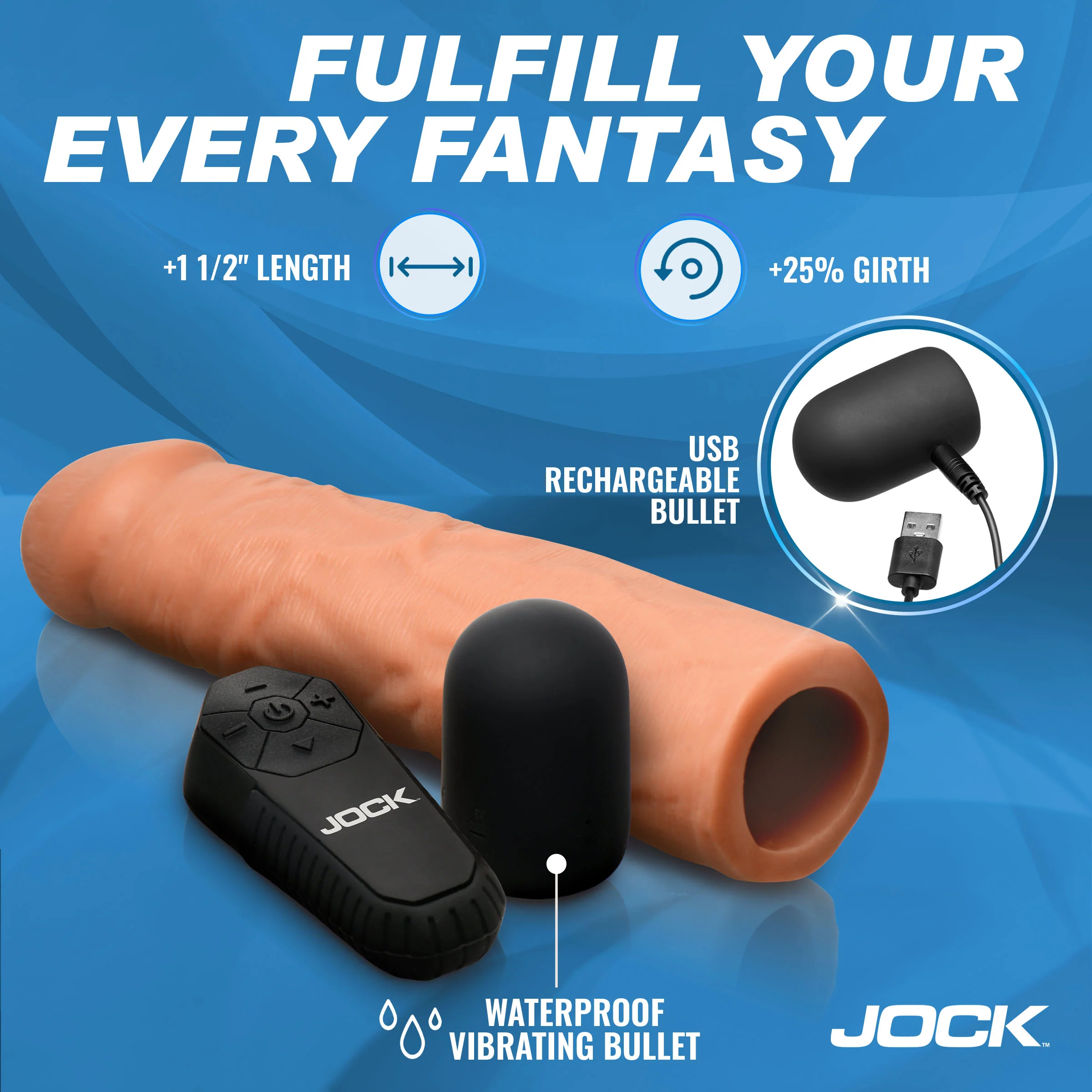 Enhancers Vibrating 1.5" Realistic Penis Extension - Image 4